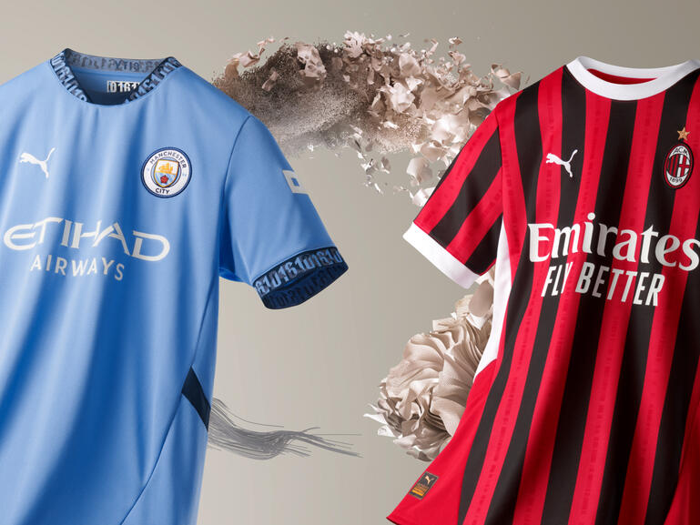 A Manchester City and a AC Milan jersey