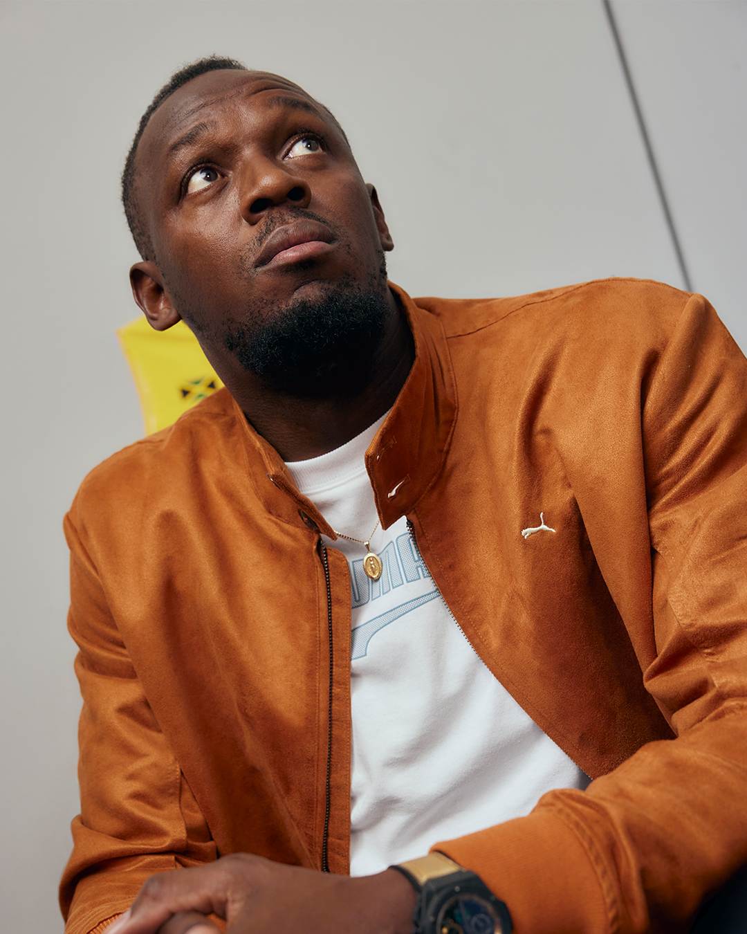 Usain Bolt looking into the distance