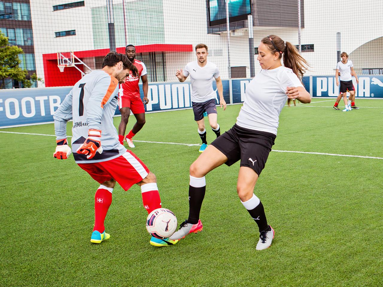 PUMA employees playing football